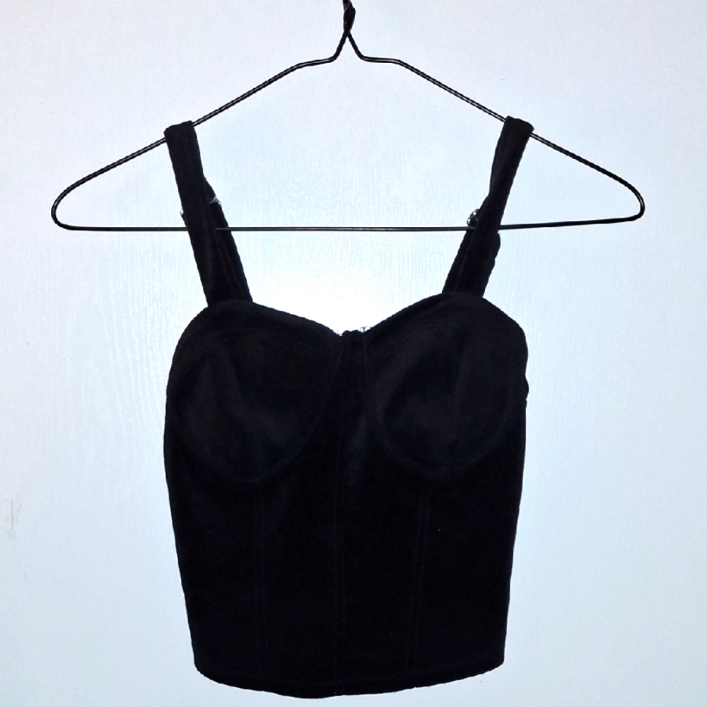 Black Velvet Bustier Top